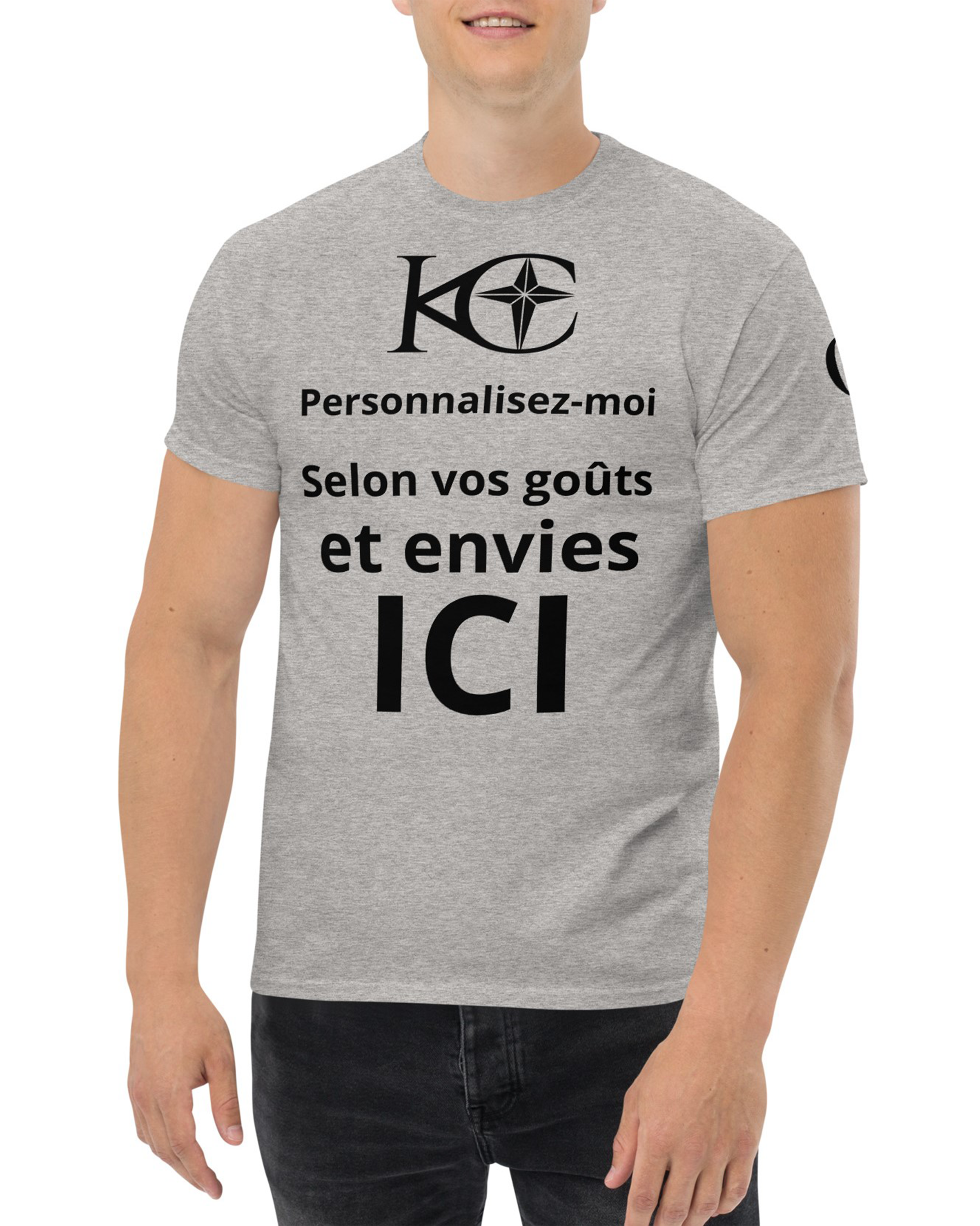 T-shirt homme à Manches Courtes Premium gris sport - Baila - Personnalisable#couleur_gris sport