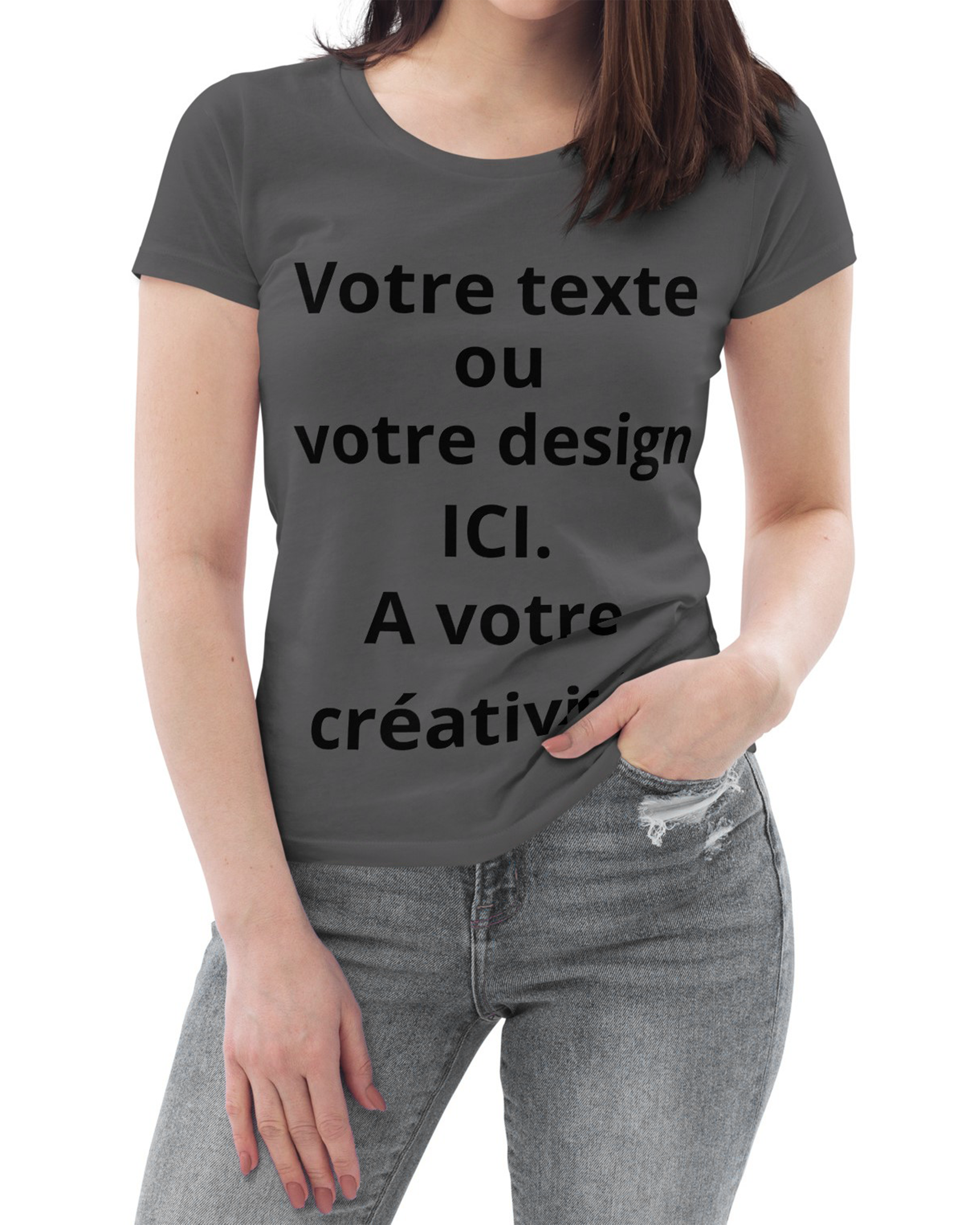 T-shirt moulant écologique femme anthracite - Personnalisable#couleur_anthracite