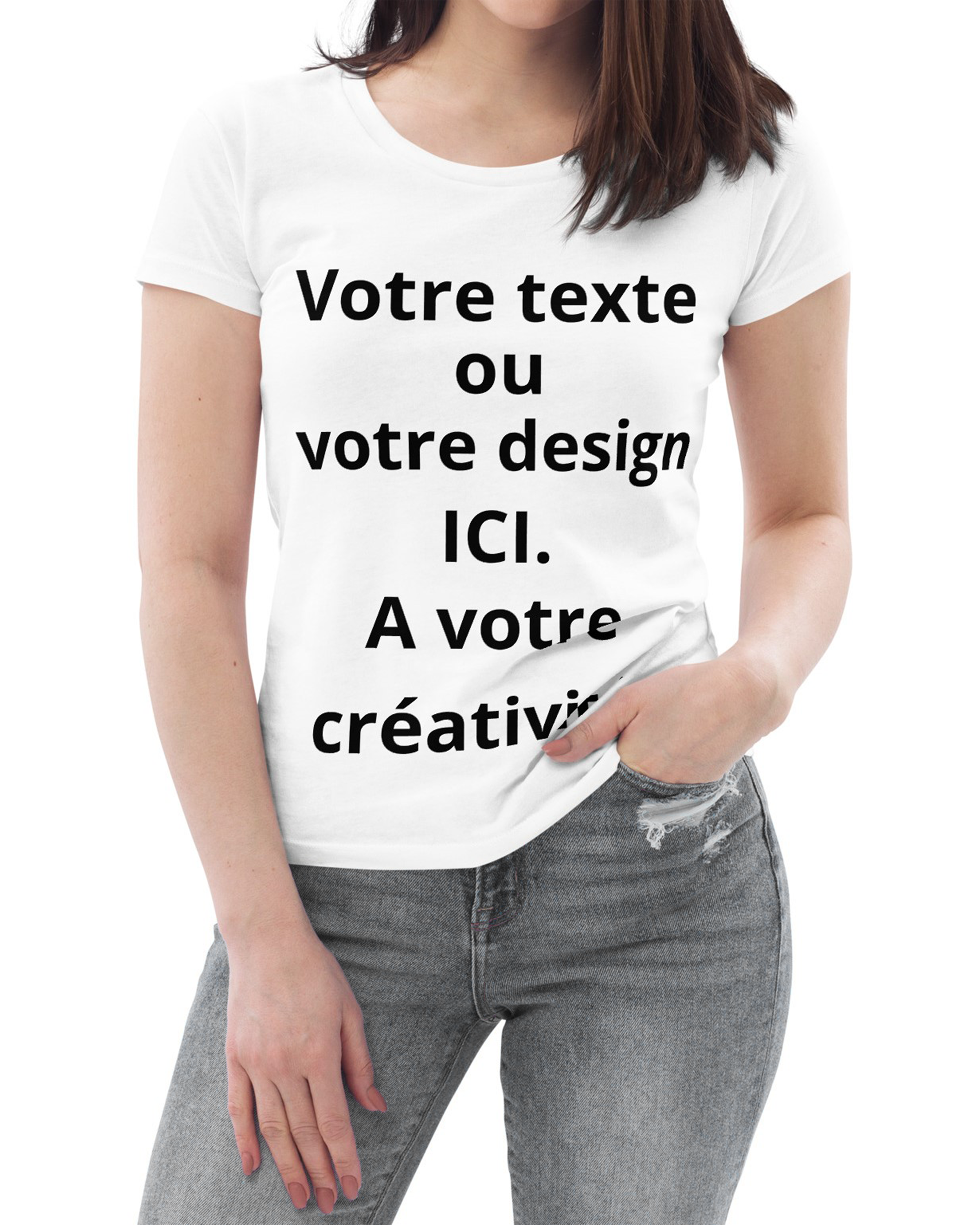 T-shirt moulant écologique femme blanc - Personnalisable#couleur_blanc