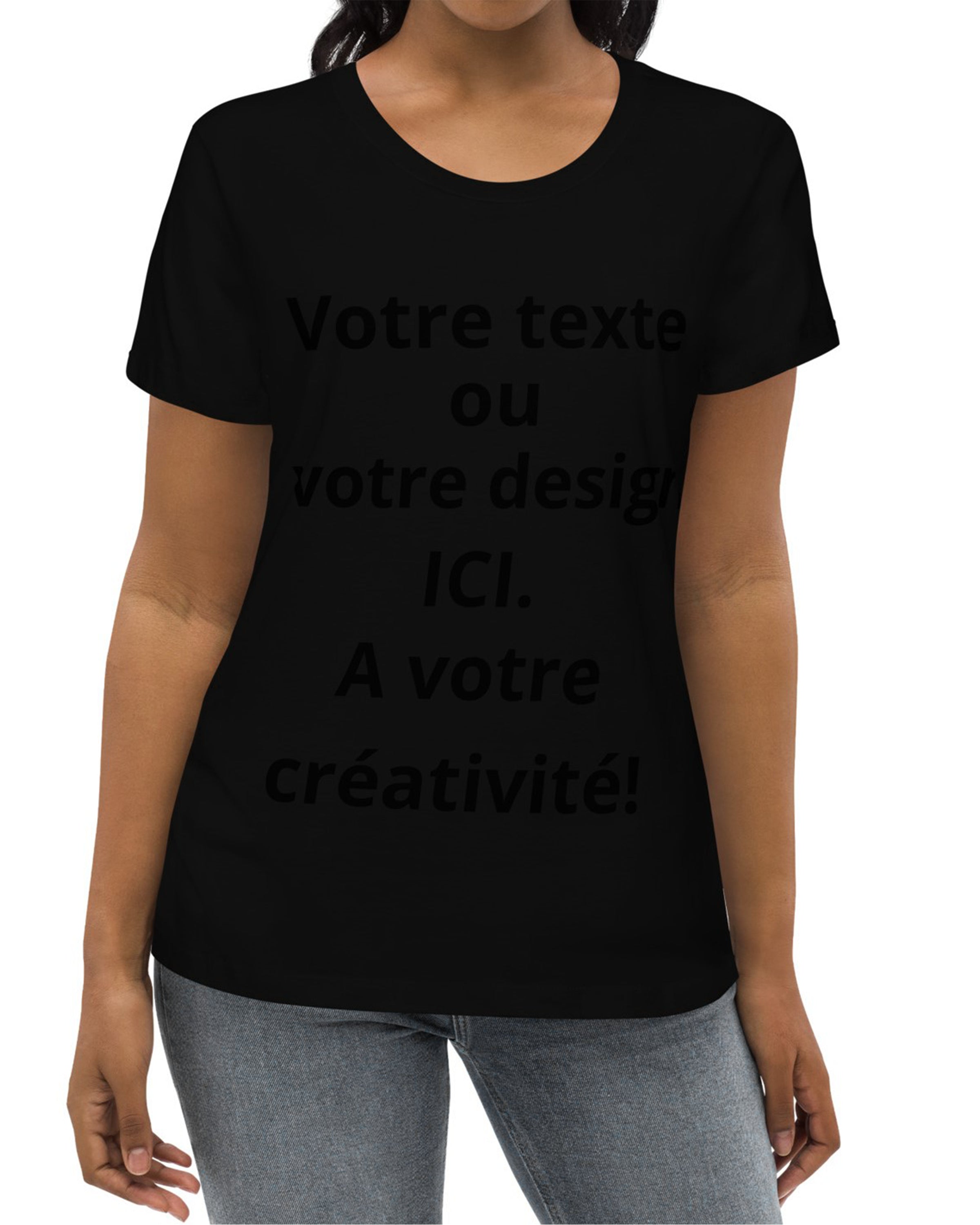 T-shirt moulant écologique femme noir - Personnalisable#couleur_noir