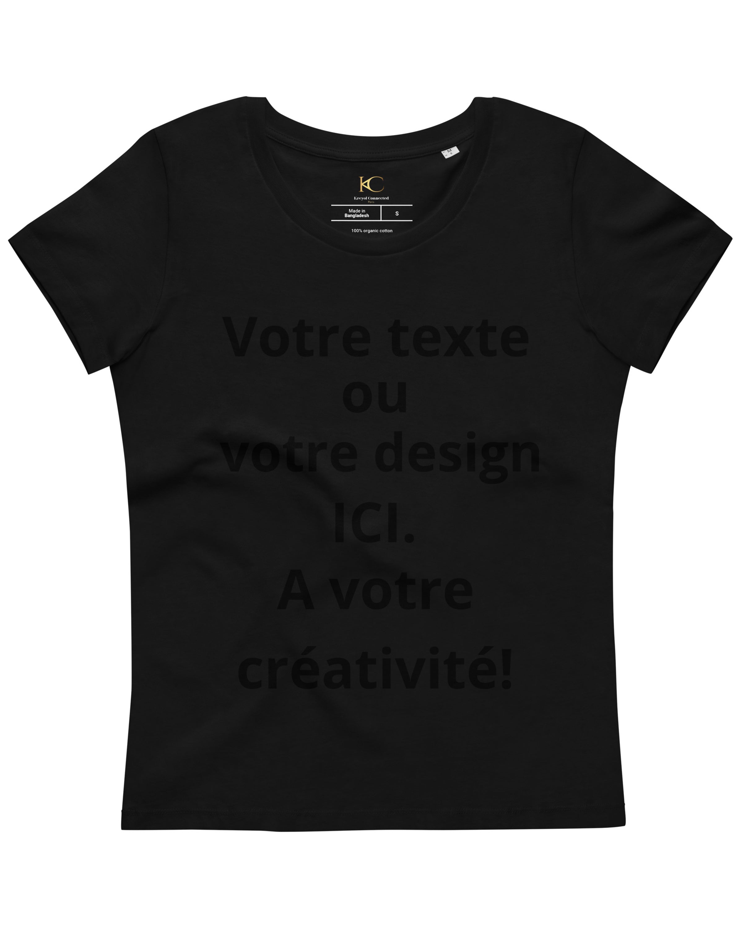 T-shirt moulant écologique femme noir - Personnalisable#couleur_noir